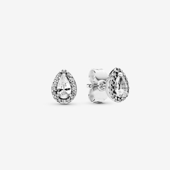 Sparkling Teardrop Halo Stud Earrings Pandora Australia Sterling Silver